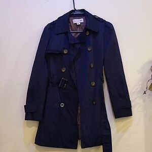 Forever 21, S, Navy and Tan Peacoat With Front Tie